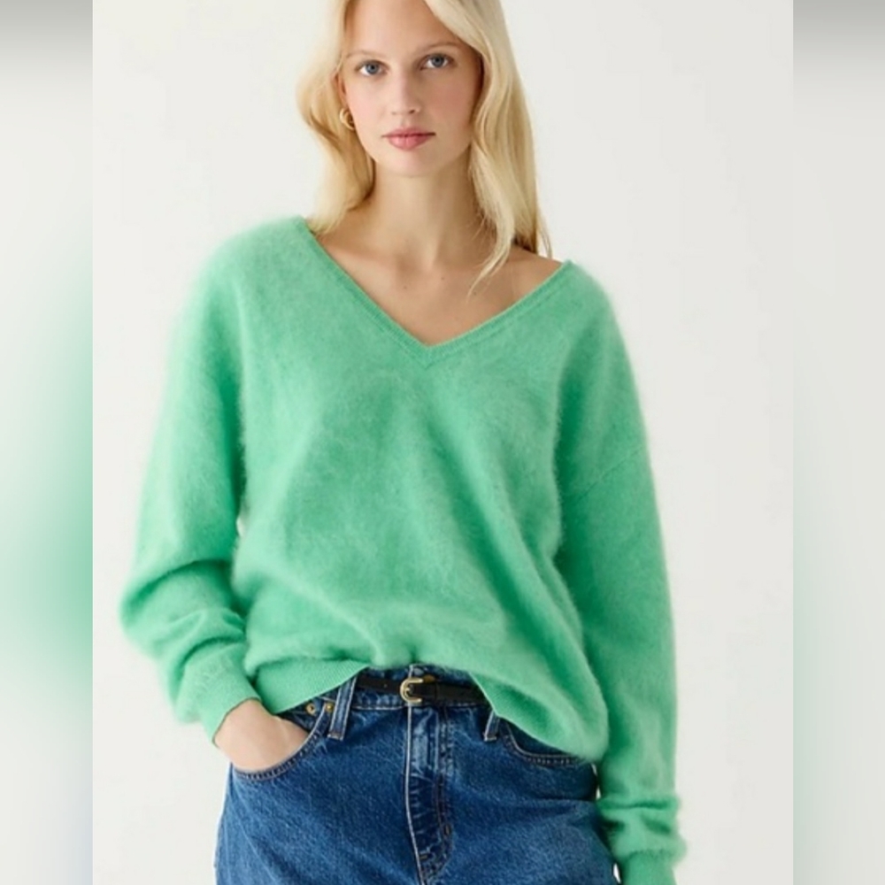 New! J.Crew Brushed Cashmere green sweater BV381
